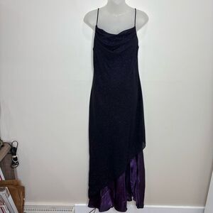 Onyx Nite Vintage 90s purple glitter reflective assymetrical dress gown Y2K 10